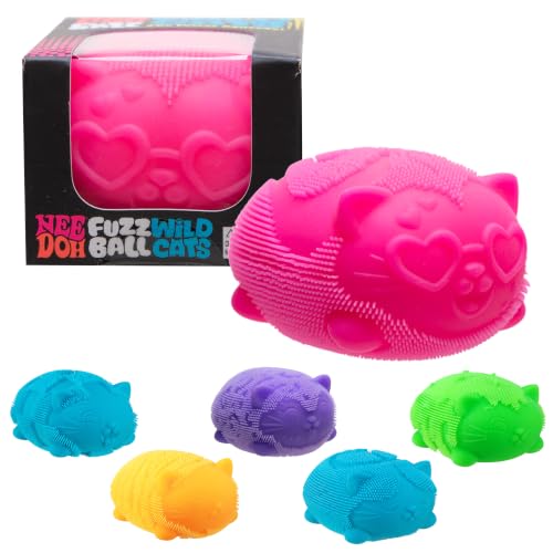 Schylling Needoh Wild Cats Fuzz Ball - Sensory Squeeze Toy - Colors May Vary