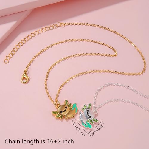 Friendship Axolotl Necklaces for 2 BFF Kawaii Animal Necklace Friendship Axolotl Birthday Gifts for Sister Best Friend Back To School Gift3