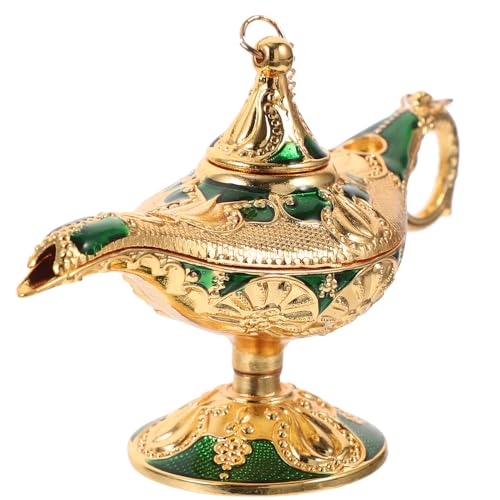 jojofuny Adorno Decorativo Lámpara de Aladino Vintage Pequeño Metal Dorado Decoración Luminosa para Fiestas Bodas y Escritorio Pieza Ornamental Hogar