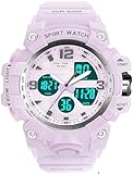 findtime Orologio digitale da donna, nero Reloj para Mujer, impermeabile, sportivo, corsa, orologio da donna, con cronometro Dual Time 24 ore, Viola, Casual