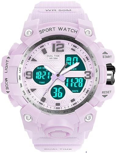 Digital Watch Womens, Purple Reloj para Mujer Waterproof Sports Running Watches for Women with 24 Hour Dual Time Stopwatch