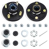 GREPSPUD 2 Sets Trailer Hub Kits 4 on 4'' for 2000 lbs 1'' BT8 Straight Axle Spindle, Prelubricated L44643 Bearings 4x4'' Trailer Replacement Idler Hub 4 Lug Bolt Trailer Wheel Hub Kit