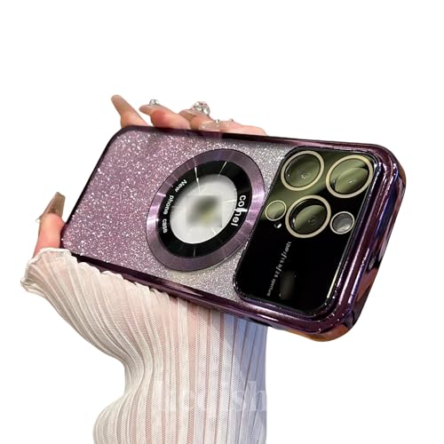 large window for iPhone 15 gradient glitter all-inclusive Apple 15 protective case (Purple, iPhone13)