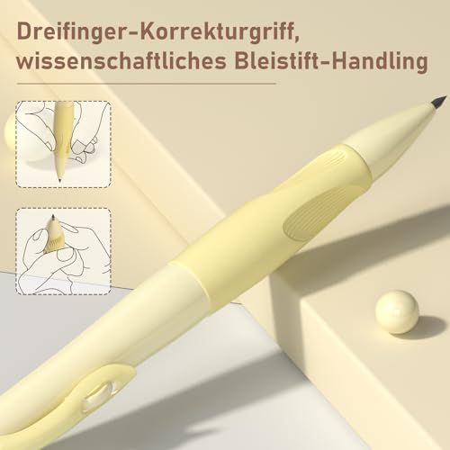Four Candies Ergonomisches Druckbleistift-Set, 4 niedliche Druckbleistifte 2MM mit 44 HB-Bleistiftminen, 2 Spitzern/Radiergummis, Minenbleistift-Set für Schreiben und Zeichnen