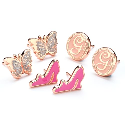 Wicked Glinda Set of 3 Stud Earrings - Butterfly, Glinda's Shoes & Glinda 'G', One Size, Zinc, No Gemstone