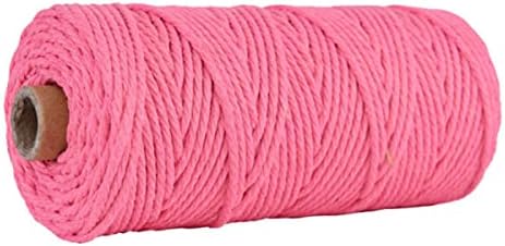 Macrame Cord 3 mm x 200 M 4-Strand Twisted Cotton Macrame Rope Thick Natural Cotton Cord Yarn for DIY Craft Wall Hanging Plant Hanger Home Decorations, Gift Wrapping