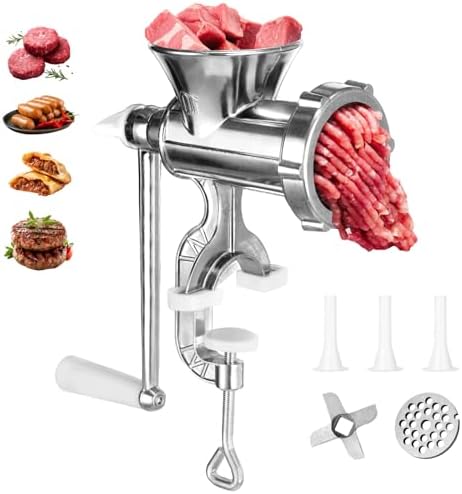 Manual Meat Grinder,304 Stainless Steel Hand Meat Grinder for Hom...