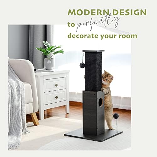 PAWZ Road Cat Scratching Post Ultimate Black Cat Post for Indoor Cats and Kittens 75cm