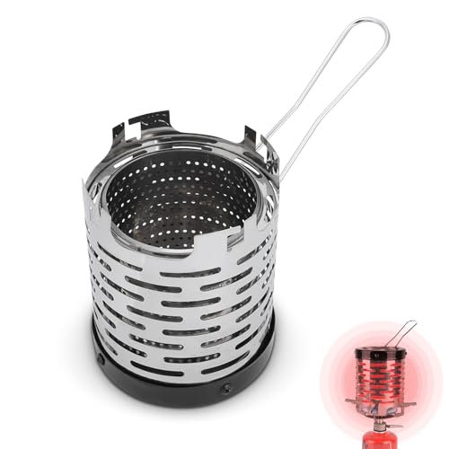 Camping Heater Lightweight Camping Stove with Handle Mini Heater 4.7x4.7x5.7inch Portable Outdoor Gas Stove Gasstove Tent Stainless Steel for Backpacking Hiking Outdoor