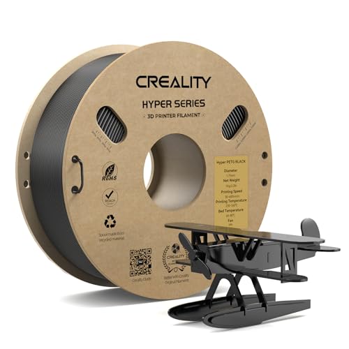 Image of CREALITY Hyper PETG Filament 1.75mm 3D Printer Filament, Up to 600mm /s High Speed Rapid PETG, 1kg (2.2lb) Neatly Wound Cardboard Spool, Dimensional Accuracy ±0.03mm, Fit for Most 3D Printers, Black
