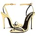 HAOZHAOTOU Womens Strappy Lace Up Heels Sexy Stiletto High Heeled Open Toe Strap Summer Dress Shoes （XM-L-1 Gold 7.5）