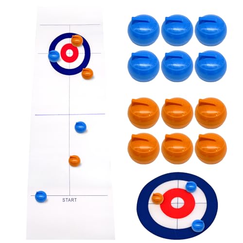 HVIHWI Curling Table-Top Spiel-Set, Bowling auf EIS Tischspiel, Shuffleboard Tabelletop Spiele Familienspiel Eisstockschießen Brettspiel Tabletop Brettspiele für Kinder und Erwachsene
