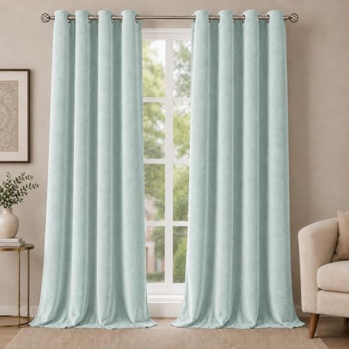 Image of Velvet Curtains | Heavy Soft Premium Velvet Drapes for Bedroom and Living Room | Semi Light Blocking, Thermal Insulated and Noise Reducing Window Panels | 5 Feet, Set of 2 (Blue)