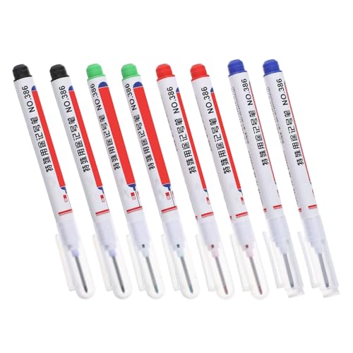 Alipis Rotuladores Permanentes de Punta Larga para Marcar en Azulejos y Madera, Tinta a Base de Aceite Resistente al Agua, Pack de 8 Piezas (negro, Rojo, Verde, Azul) para Uso Industrial