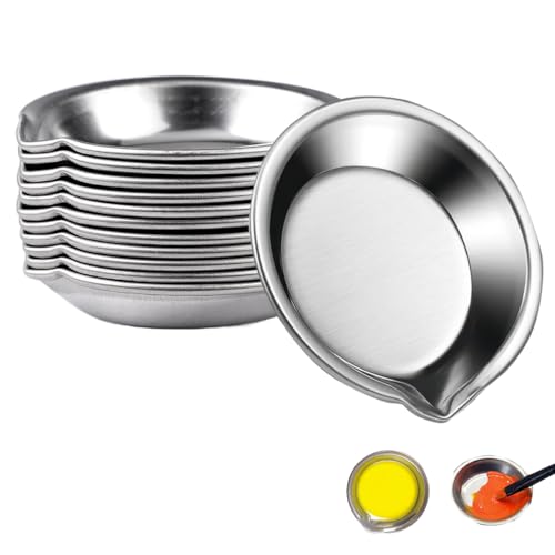 zorvixal 12 Pièces Bol De Peinture en Acier Inoxydable,5cm Petit Plateau de