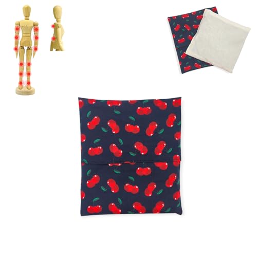 Saco semillas 'Cherries - black', saco con huesos de cereza, saco semillas microondas, saco térmico, frío y calor, bolsa microondas, funda lavable, 17x21cm, 250gr
