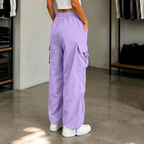 Women's Cargo Pants Drawstring Waist Wide Leg Utility Work Trousers - image 5