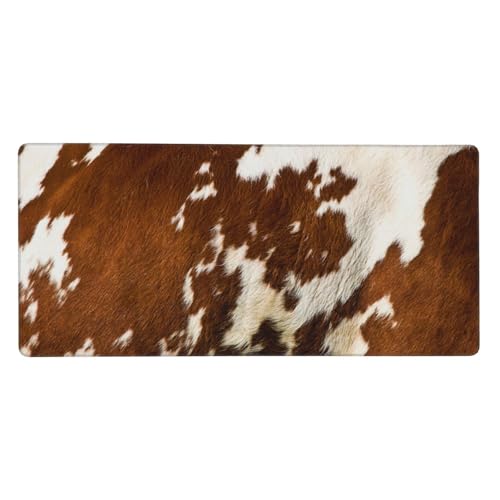 Tapis de souris grand format peau de vache rouge et blanche 40x90 cm
