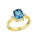 3.17CT Zircon Solitaire Déclaration D'Accent Coupe Coussin Bague Topaze Bleu Londres Pour Femme Plaque Or 14K Argent