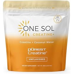 One Sol Creatine for Women, All Natural Women's Creatine Powder w Pure Creatine & Coconut Water, Increase Lean Muscle Mass, Reduce Recovery Time, Promotes Brain & Bone Health (Unflavored, 60 Servings)