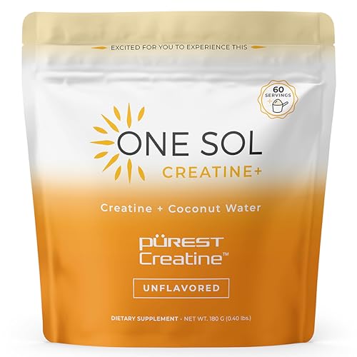 One Sol Creatine for Women All Natural Womens Creatine Powder w Pure Creatine & Coconut Water Increase Lean Muscle Mass Reduce Recovery Time Promotes Brain & Bone Health (Unflavored 60 Servings)