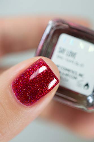 Image of ILNP Say Love - Ruby Red Holographic Nail Polish, Chip Resistant, 7-Free, Non-Toxic, Vegan, Cruelty Free, 12ml