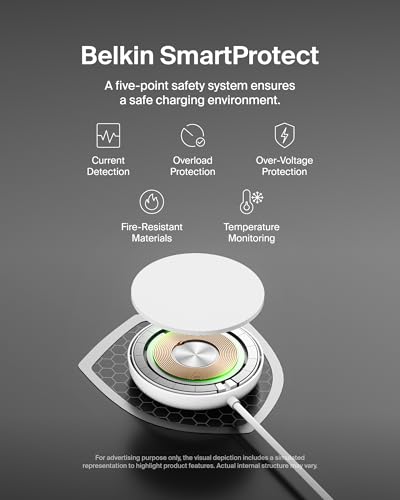 Image of Belkin Qi2 Magnetic Wireless Charging Pad 15W with Pop-Up Stand | MagSafe-Compatible Qi2 Certified Wireless Charger for iPhone 16, 15, 14, 13, Samsung Galaxy S25, S24, AirPods | White