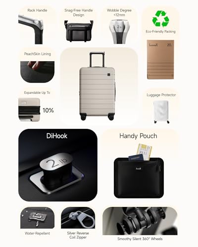 LUGGEX Carry On Luggage with Spinner Wheels - 20 inch Expandable Hard Shell Suitcases - Accelerate Access with DiHook, Handy Pouch, Blue4