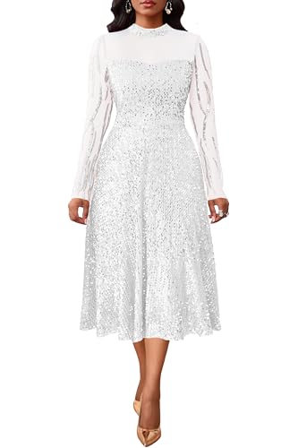 White and Silver Sequin Dress