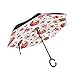 avec la poignée en Forme de C Coupe-Vent Coupe Inverse Parapluie pour Voiture Patio Parapluie en Plein air Parapluie crème glacée café de Noël Bonbons