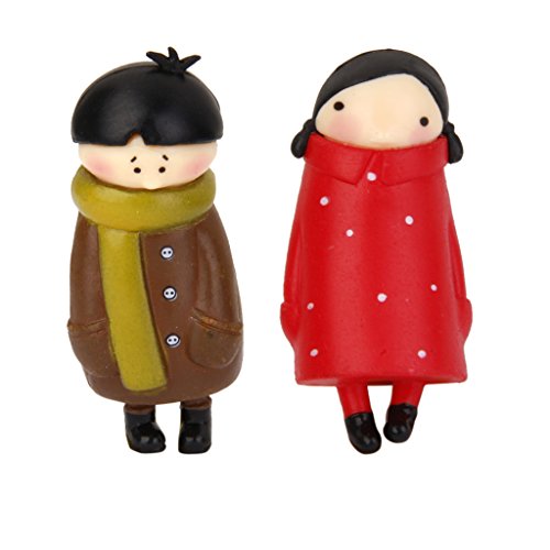 LOVIVER 1 Set 2 Depressed Girls & Boys Miniature Dollhouse Bonsai Craft Fairy Garden Glass Vase Resin Landscape Decor Ornaments Gift