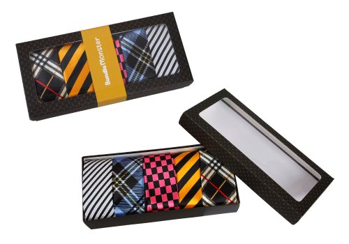 Bundle Monster 5pc Mens Trendy Fashion Business Solid, Woven, Stripes Necktie Tie Mixed Set 1 - Skinny Tie 2