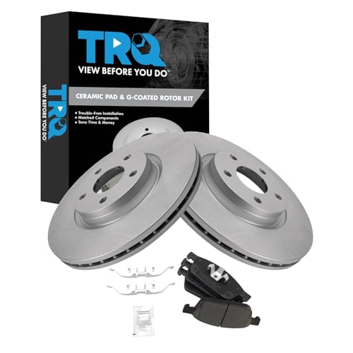 TRQ Front Brake Pad and Rotor Set Ceramic G Coated Rotors Compatible with 2015-2016 Ford Escape