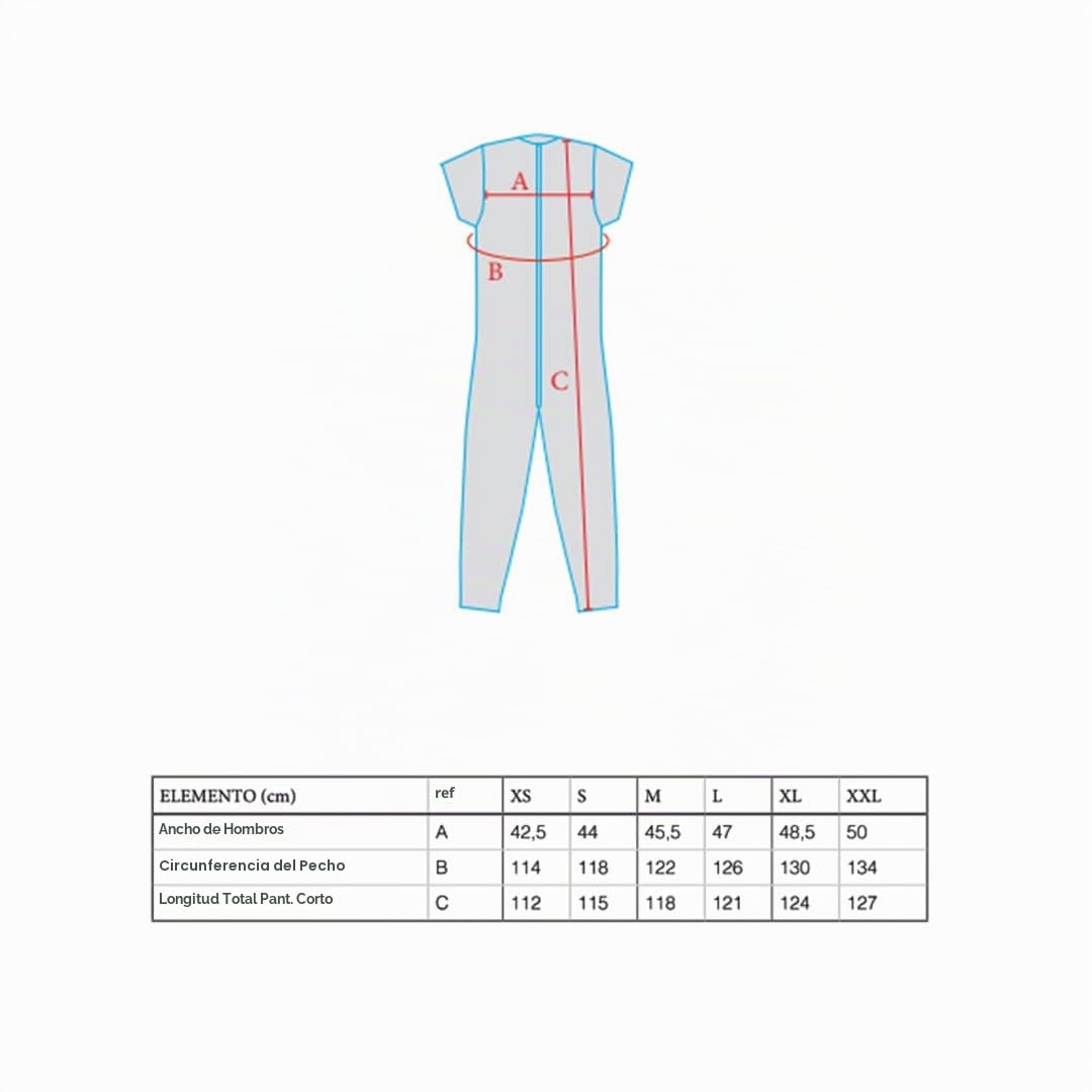 FERRUCCI COMFORT Pijama mono sanitario con cremallera para ancianos de algodón Salud con manga corta y pantalón corto - 9078 MC PC - Fabricado en Italia