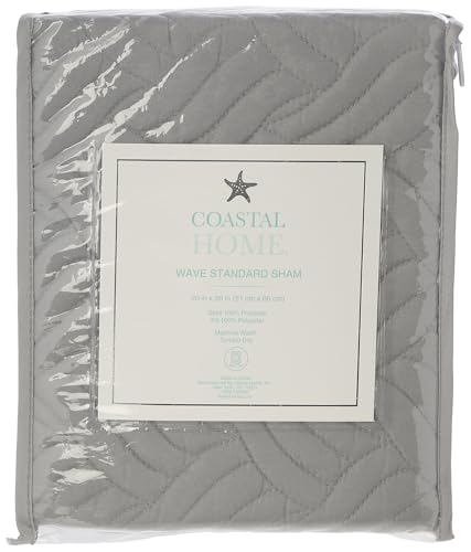 Coastal Home Wave Pillow Sham Standard Grey