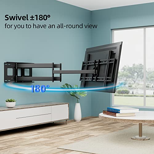 Hcmounting Heavy Duty Long Dual Arm Tv Wall Mount Holds Up To 179 Lbs, Swivel And Tilt Tv Mount With 40.9" Extended Articulating Arms For Most 42-90 Inch Tvs, Vesa 800X400Mm, Fits 16''-18'' Wood Studs #TOP1