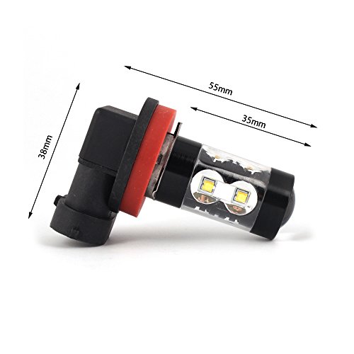 Alla Lighting H8 H11 Led Fog Lights/Daytime Running Lights(Drl) Bulbs Super Bright High Power 50W 12V H16, 6000K Xenon White Replacement Upgrade #TOP7