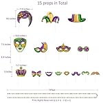 Cheerland Mardi Gras Photo Booth Props Fat Tuesday Photo Prop Carnival Party Decorations New Orleans Theme Favors for Birthday Classroom Bachelorette Venetian Costume Masquerade Mask Party Supplies - Image 2