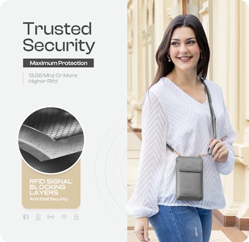 Image of Claasico Crossbody Phone Purse for Women - RFID Phone Case Wallet w /Magnetic Closure & Separate Zipper Pocket Crossbody Bag