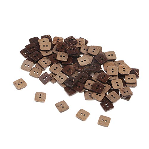 Baosity 100 Pieces Square Shape Wooden Coconut Shell Buttons 2 Holes For Diy Sewing Crafts #TOP4