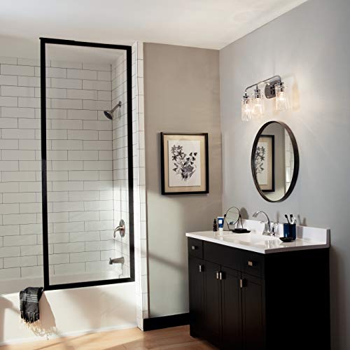 Image of KICHLER Braelyn 24 inch 3 Light Vanity Light with Clear Seeded Glass Chrome