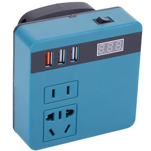Image of Intelligent Inverter: 18-21V DC to 220V AC, 220W max, Dual USB, Universal Socket, Overload Protection. Compact, Ideal for 18V Tool Batteries, Outdoor & Emergency use.​