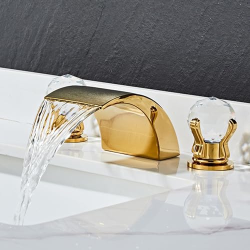Robinet de lavabo 3 trous cascade avec double levier chaud froid précis