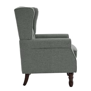 Uixe high back accent chairs set of 2 upholstered armchair in fabric retro wingback arm chair for living room comfy single sofa bedroom reading seat with solid wood legs dark gray  urban country home decor
