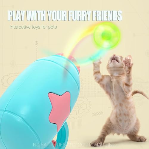 Image of Cat Toys, 1Pcs Cat Fetch Launcher 5Pcs Flying Propellers Set Interactive Hunting Training Toy, Indoor Outdoor Chasing Fetch Toy for Kittens Cats（Blue or Pink）