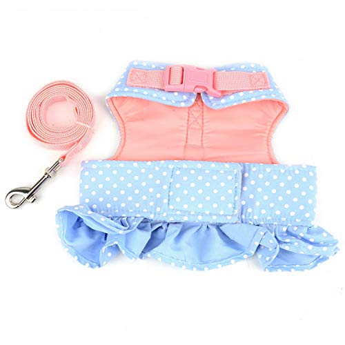 Zunea No Pull Small Dog Girl Harness Dress Escape Proof Cat Kitten Vest Harness Leash Set Step-In Soft Cotton Padded Polka Dot Jacket Chihuahua Puppy Clothes With Cute Bow For Walking Blue Xs #TOP2