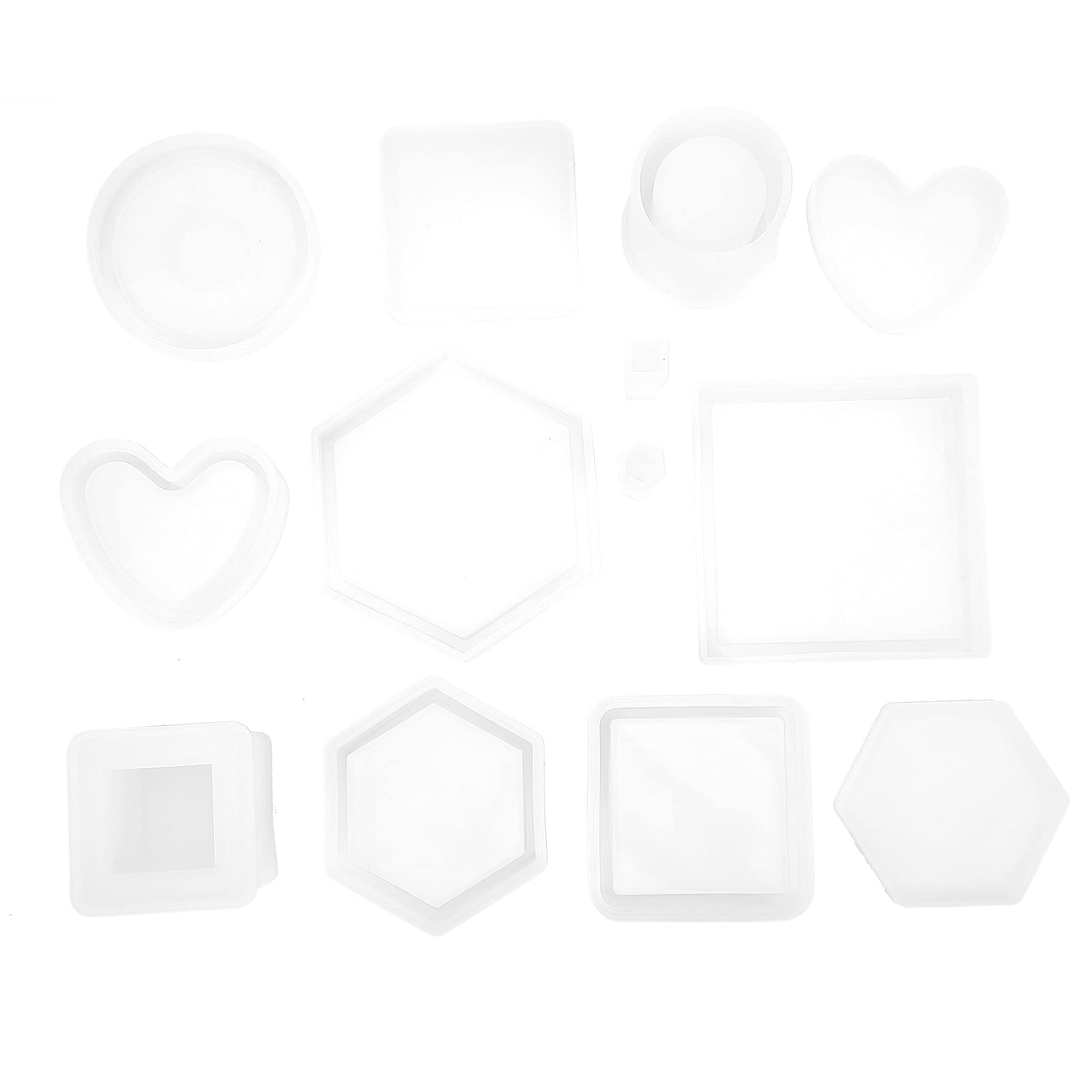 Kit fabrication bijoux résine DIY avec 10 moules silicone cylindriques et sphériques 3D