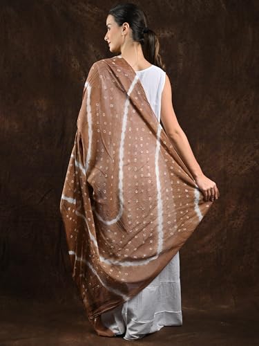 Pure Cotton Bandhani Leheria Tie-Dye Dupatta/Chunni For Women's and Girls from Gujarat Carob Brown For Summer4