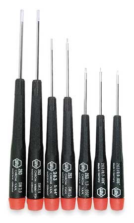 Precision Screwdriver Set, Hex, Metric, 7pc