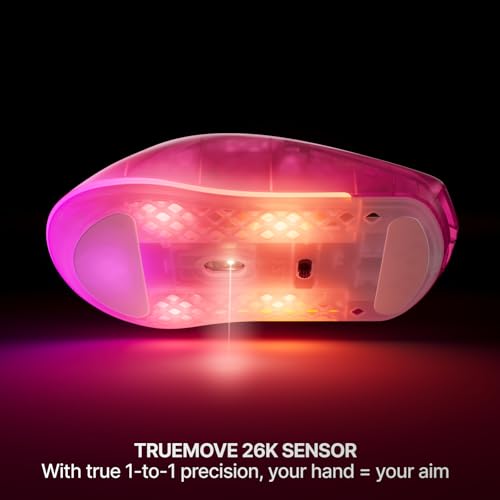 Image of SteelSeries Aerox 3 Wireless Gen 2 - Super-Light 68g Gaming Mouse, 4K Polling, 26K DPI Optical Sensor, 200 Hour Battery, IP54 Water Resistant, 80m Click Durability, RGB, 100% PTFE Feet - Magenta Haze